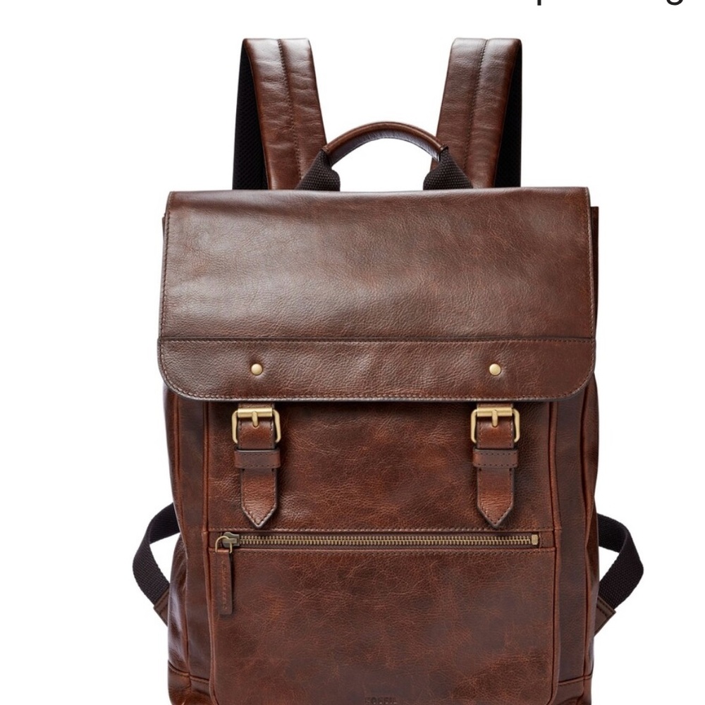 Fossil Dark Brown Leather Men’s Backpack